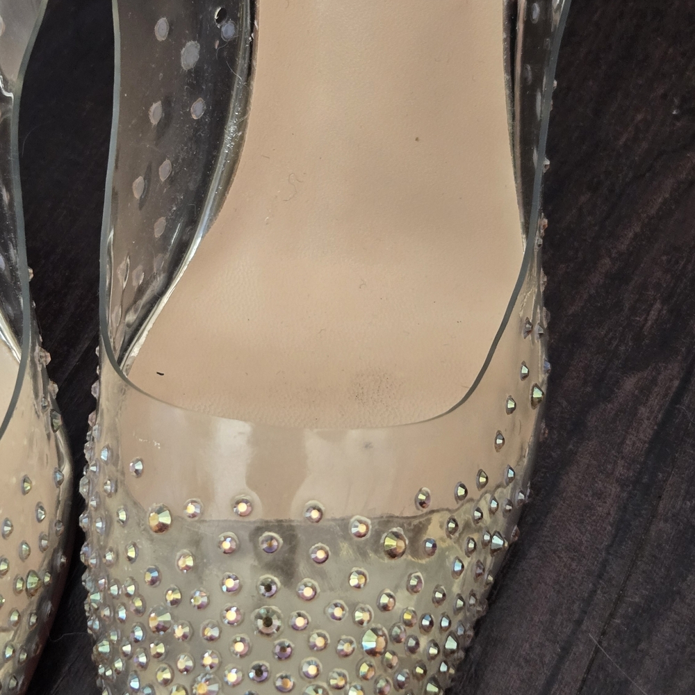 💃Stylish Transparent Heels with Gold and Pink Accents✨️ - Picture 7 of 12